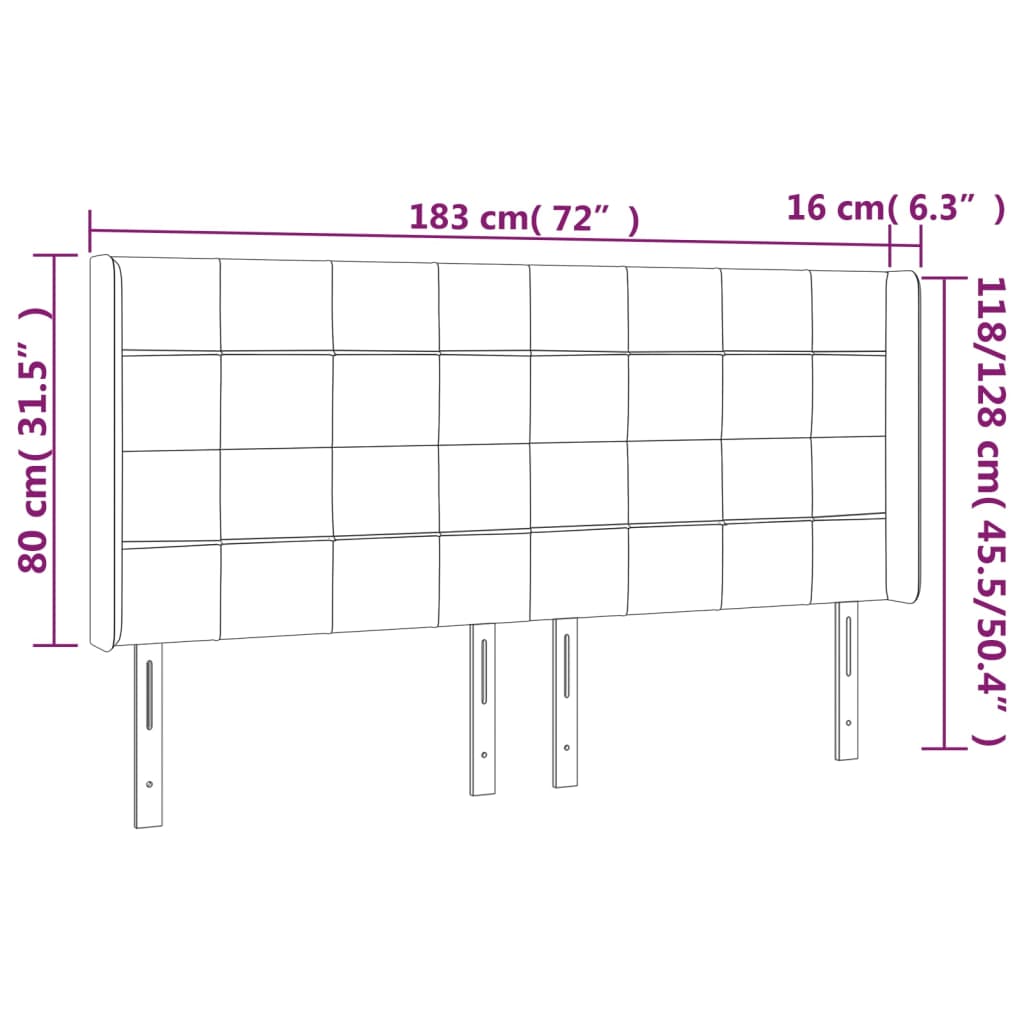 Testiera a LED Grigio Chiaro 183x16x118/128 cm in Tessuto cod mxl 52583