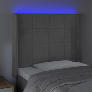 Testiera a LED Grigio Chiaro 83x16x118/128 cm in Velluto 3124078