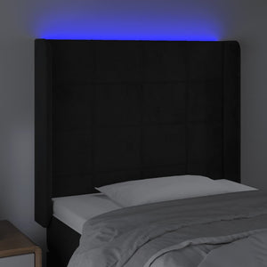 Testiera a LED Nera 83x16x118/128 cm in Velluto 3124080