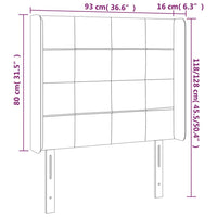 Testiera a LED Nera 93x16x118/128 cm in Velluto 3124089