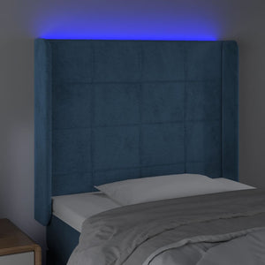 Testiera a LED Blu Scuro 103x16x118/128 cm in Velluto 3124094