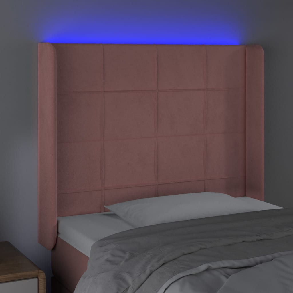 Testiera a LED rosa 103x16x118/128 cm in Velluto 3124095