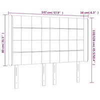 Testiera a LED Nera 147x16x118/128 cm in Velluto cod mxl 48143