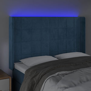 Testiera a LED Blu Scuro 147x16x118/128 cm in Velluto 3124100