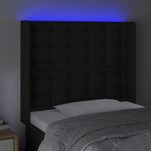 Testiera a LED Nera 83x16x118/128 cm in Similpelle 3124120