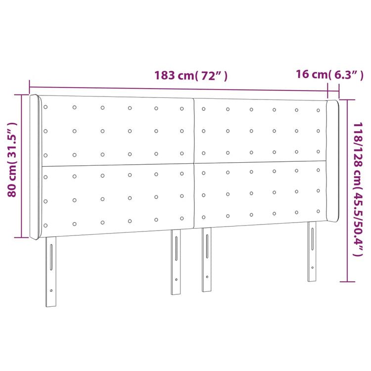 Testiera a LED Nera 183x16x118/128 cm in Similpelle cod mxl 49731