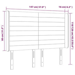 Testiera a LED Nera 147x16x118/128 cm in Tessuto cod mxl 51970