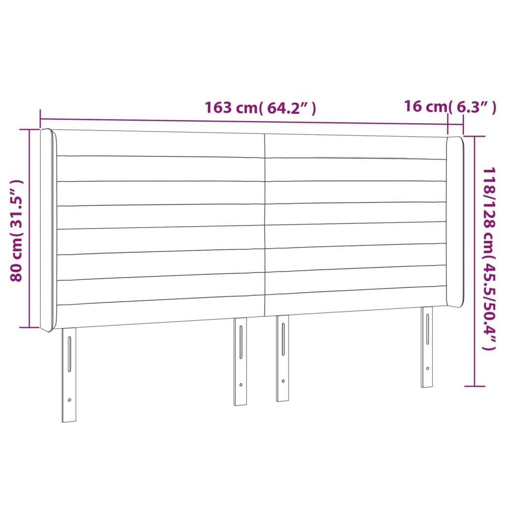 Testiera a LED Marrone Scuro 163x16x118/128 cm in Tessuto 3124197