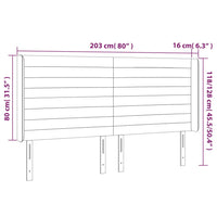 Testiera a LED Nera 203x16x118/128 cm in Tessuto 3124212