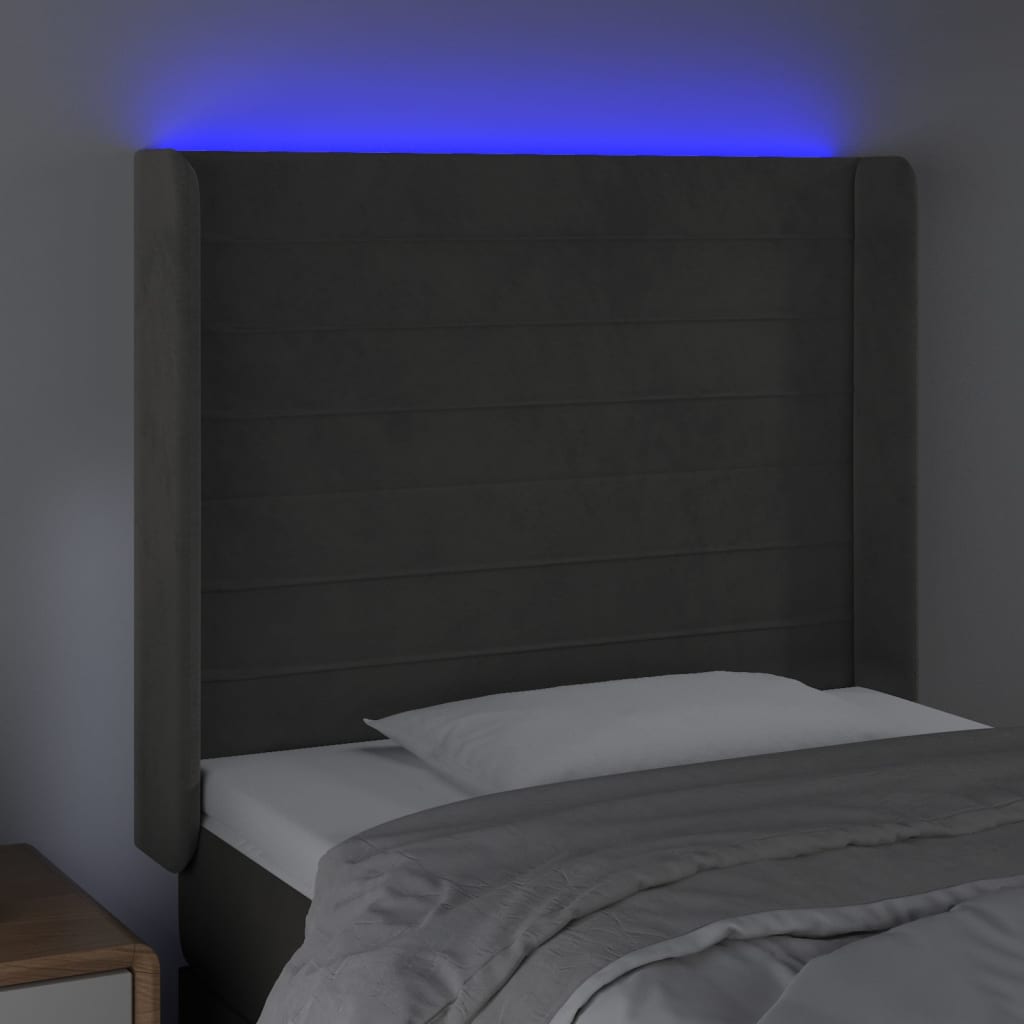 Testiera a LED Grigio Scuro 83x16x118/128 cm in Velluto cod mxl 52044