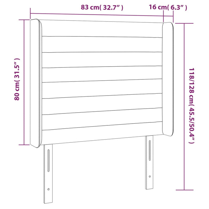 Testiera a LED Nera 83x16x118/128 cm in Velluto 3124220