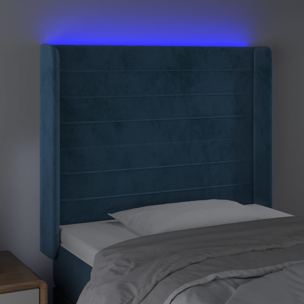 Testiera a LED Blu Scuro 83x16x118/128 cm in Velluto 3124222