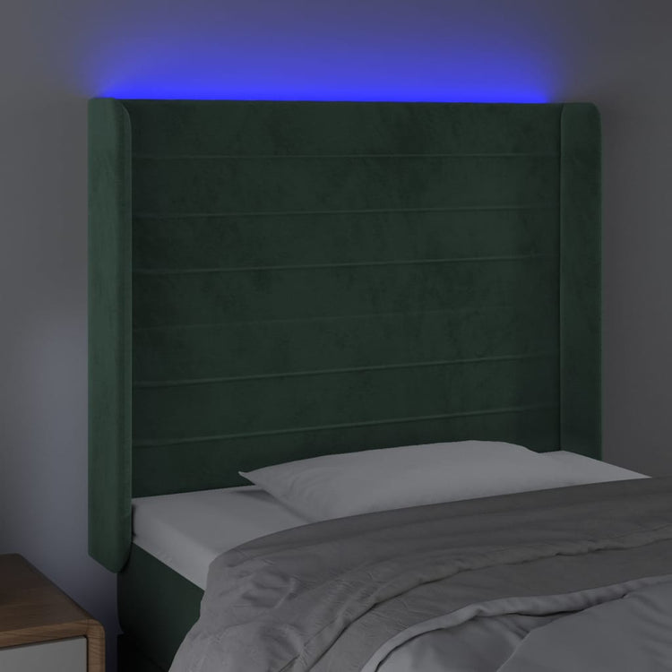 Testiera a LED Verde Scuro 103x16x118/128 cm in Velluto cod mxl 48075