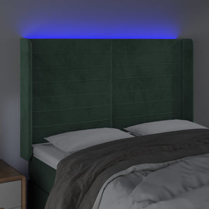 Testiera a LED Verde Scuro 147x16x118/128 cm in Velluto 3124239