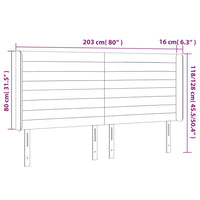 Testiera a LED Nera 203x16x118/128 cm in Velluto 3124256