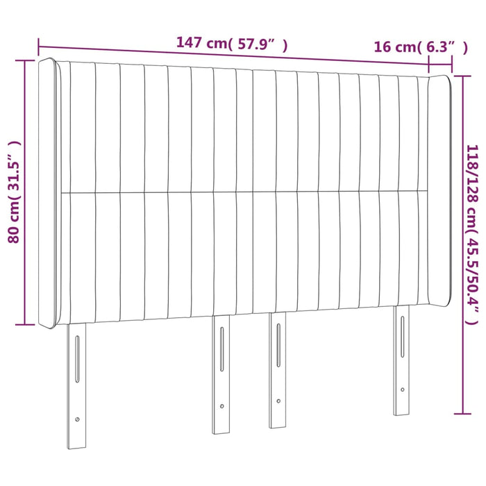 Testiera a LED Tortora 147x16x118/128 cm in Tessuto cod mxl 46756