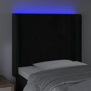 Testiera a LED Nera 83x16x118/128 cm in Velluto 3124318