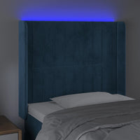 Testiera a LED Blu Scuro 83x16x118/128 cm in Velluto 3124320