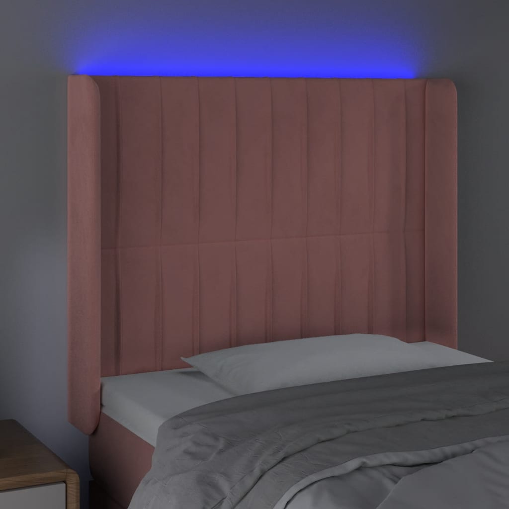 Testiera a LED rosa 83x16x118/128 cm in Velluto 3124321