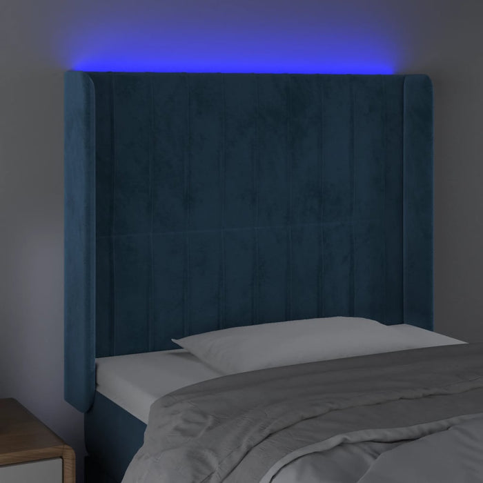 Testiera a LED Blu Scuro 93x16x118/128 cm in Velluto 3124326