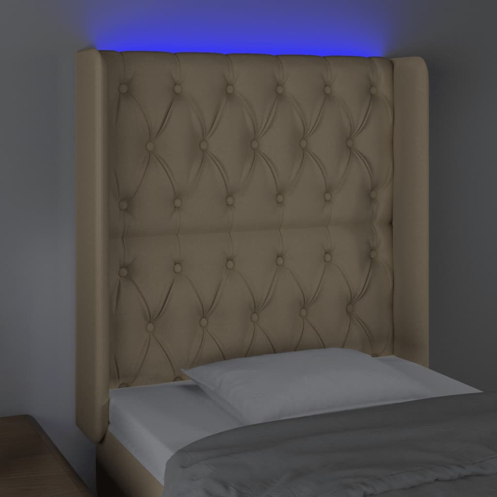 Testiera a LED Crema 83x16x118/128 cm in Tessuto