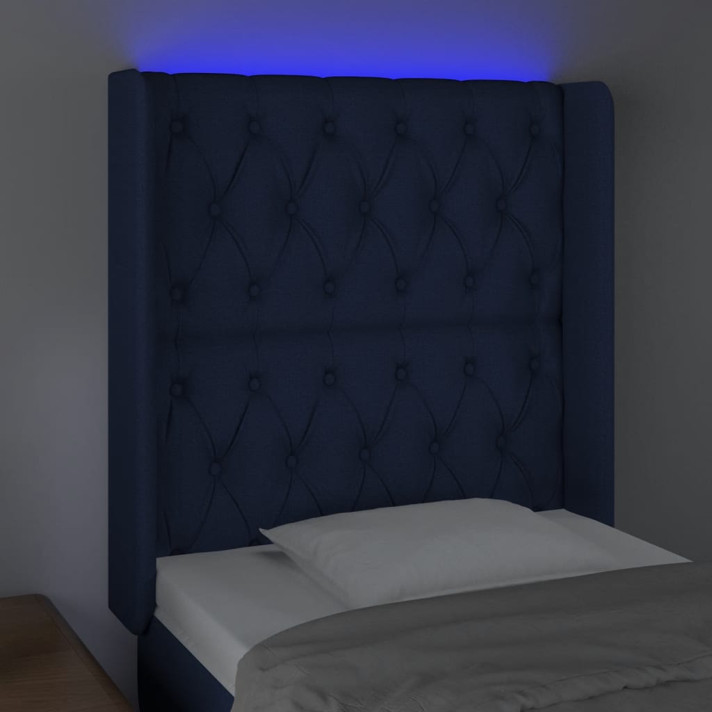 Testiera a LED Blu 83x16x118/128 cm in Tessuto 3124364