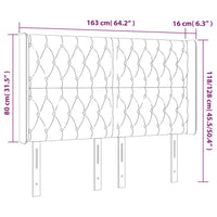 Testiera a LED Nera 163x16x118/128 cm in Tessuto 3124392