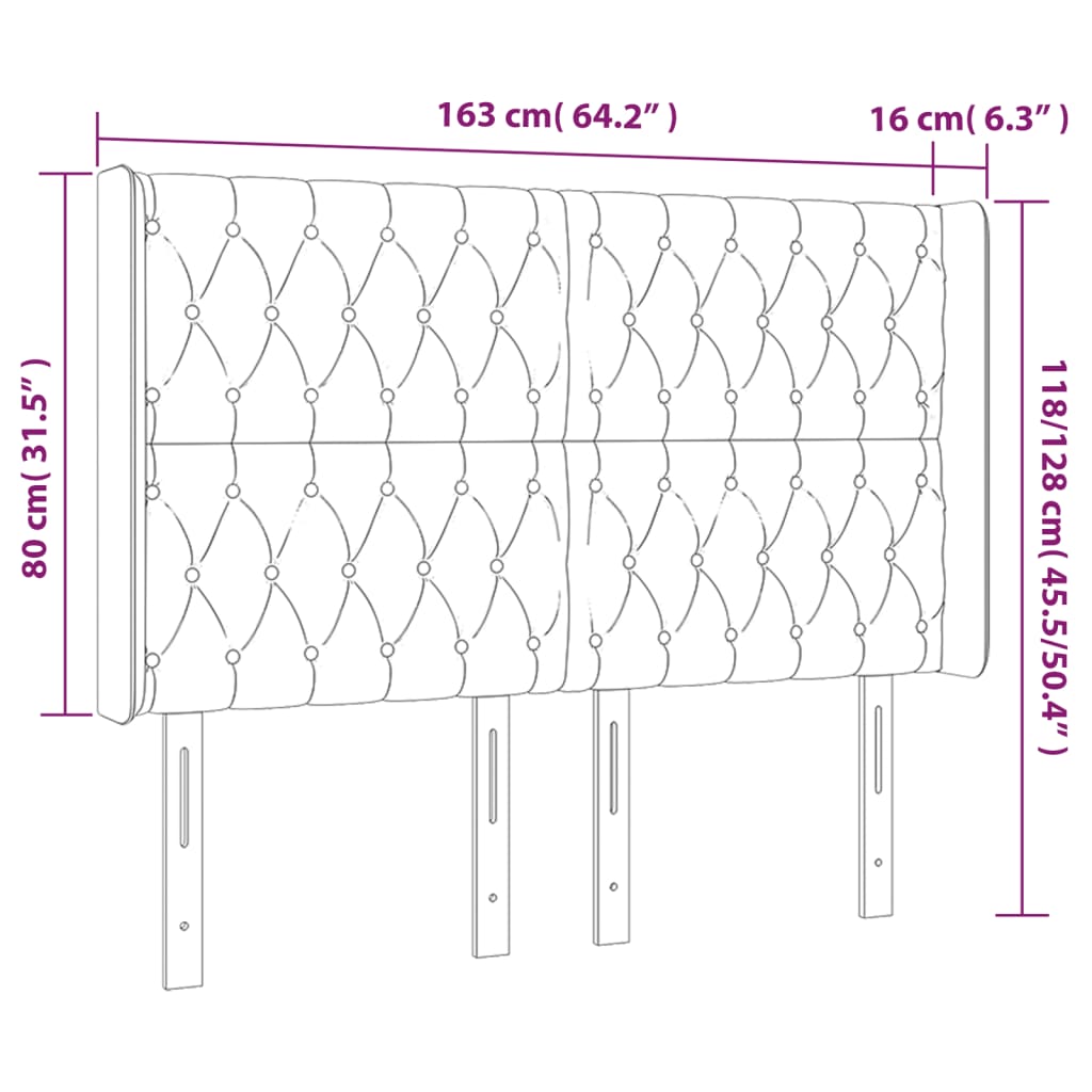 Testiera a LED Marrone Scuro 163x16x118/128 cm in Tessuto 3124393