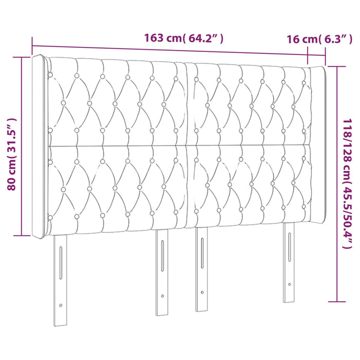 Testiera a LED Marrone Scuro 163x16x118/128 cm in Tessuto 3124393