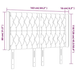 Testiera a LED Tortora 163x16x118/128 cm in Tessuto cod mxl 34370