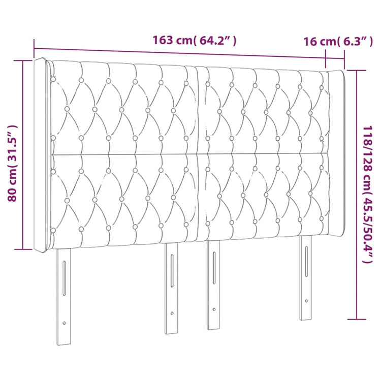 Testiera a LED Tortora 163x16x118/128 cm in Tessuto cod mxl 34370