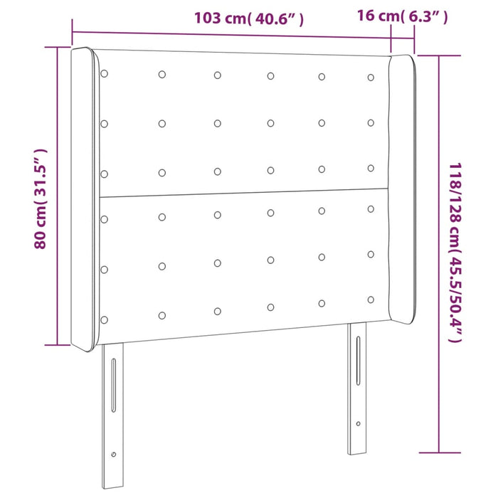 Testiera a LED Marrone Scuro 103x16x118/128 cm in Tessuto 3124475