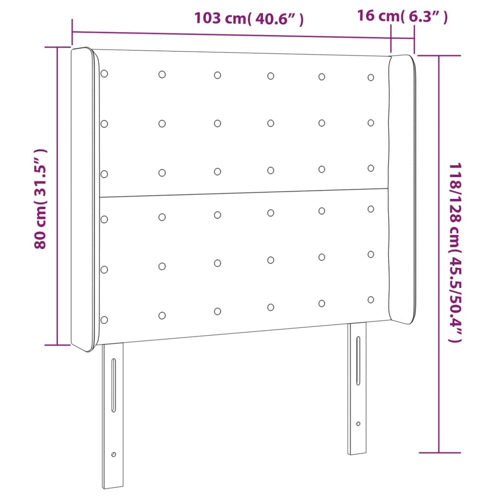 Testiera a LED Tortora 103x16x118/128 cm in Tessuto 3124476