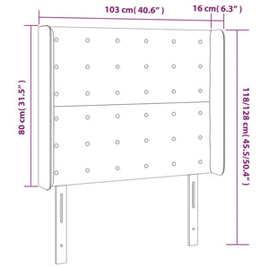 Testiera a LED Tortora 103x16x118/128 cm in Tessuto 3124476