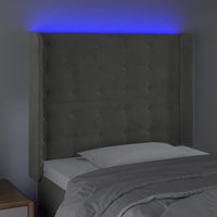 Testiera a LED Grigio Chiaro 83x16x118/128 cm in Velluto 3124512