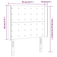 Testiera a LED Grigio Chiaro 83x16x118/128 cm in Velluto 3124512