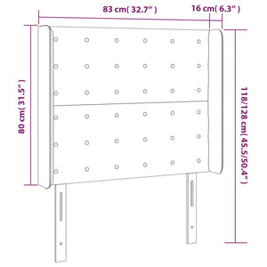 Testiera a LED Grigio Chiaro 83x16x118/128 cm in Velluto 3124512