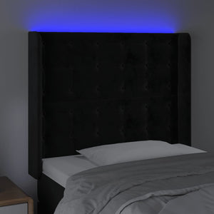 Testiera a LED Nera 83x16x118/128 cm in Velluto 3124514