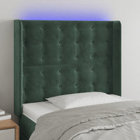 Testiera a LED Verde Scuro 83x16x118/128 cm in Velluto 3124515