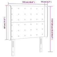 Testiera a LED Nera 103x16x118/128 cm in Velluto 3124526