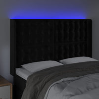 Testiera a LED Nera 147x16x118/128 cm in Velluto 3124532