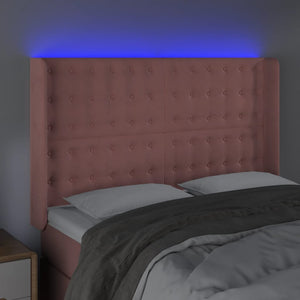 Testiera a LED rosa 147x16x118/128 cm in Velluto 3124535