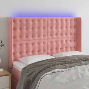 Testiera a LED rosa 147x16x118/128 cm in Velluto 3124535