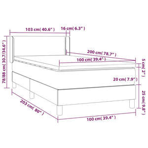 Giroletto a Molle con Materasso Grigio Chiaro100x200 cm Tessuto 3129609