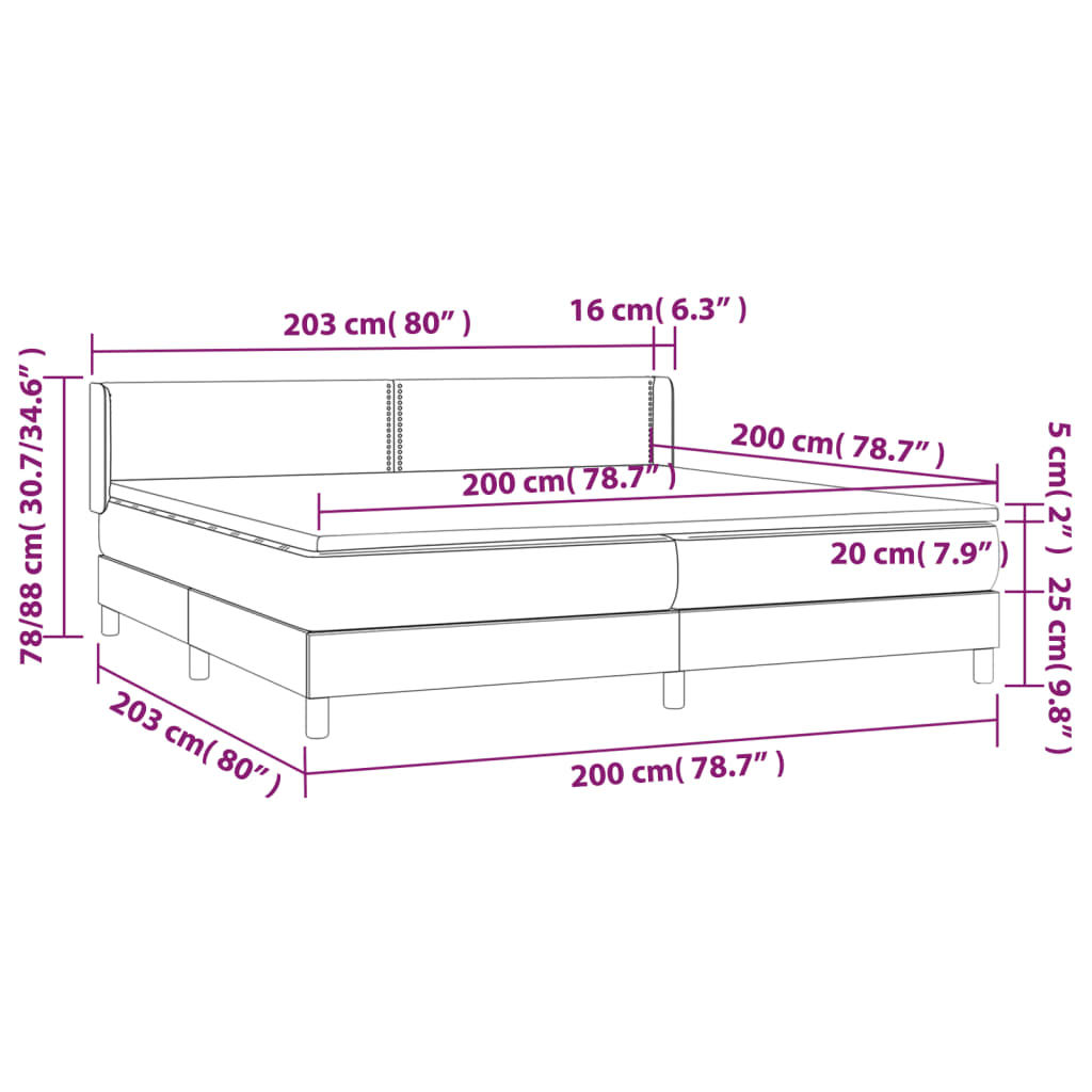 Giroletto a Molle con Materasso Grigio Scuro 200x200 cm Tessuto cod mxl 33722