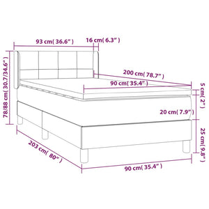 Giroletto a Molle con Materasso Marrone Scuro 90x200 cm Tessuto 3129684