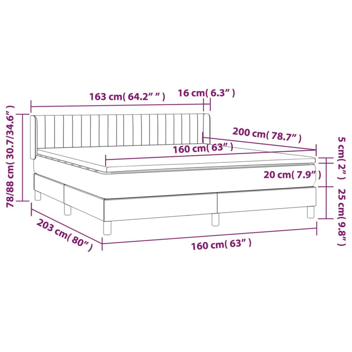 Giroletto a Molle con Materasso Grigio Chiaro160x200 cm Tessuto cod mxl 45541