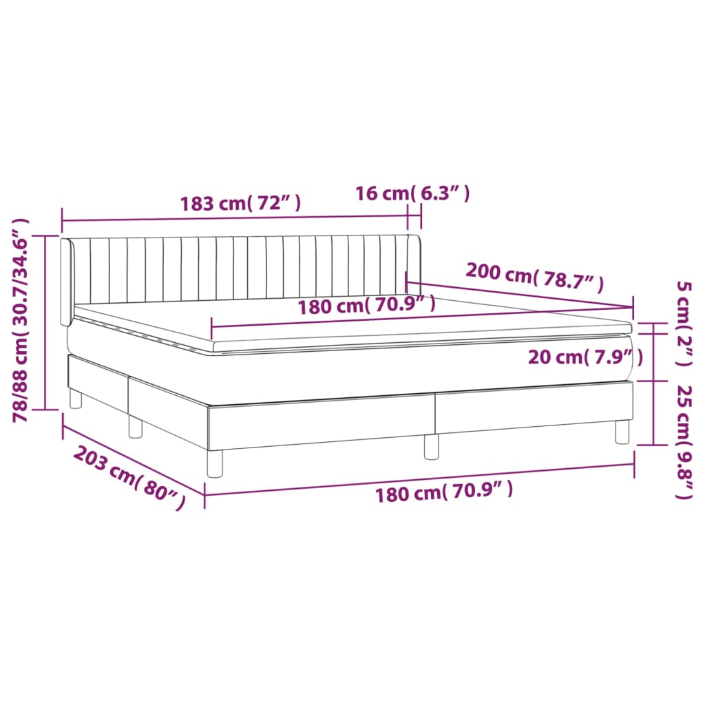 Giroletto a Molle con Materasso Marrone Scuro 180x200cm Tessuto 3129892