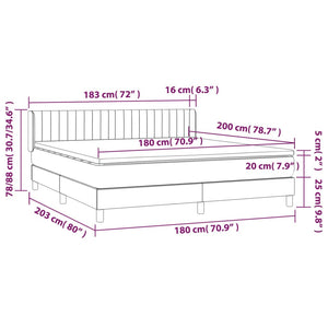 Giroletto a Molle con Materasso Marrone Scuro 180x200cm Tessuto 3129892