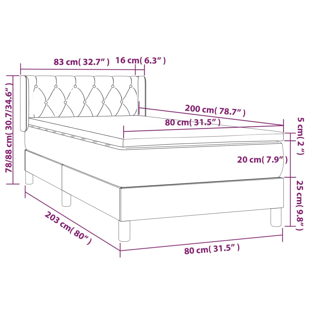 Giroletto a Molle con Materasso Tortora 80x200 cm inTessuto 3129909